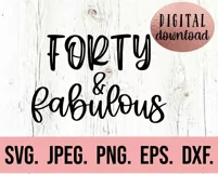 Forty and Fabulous SVG - 40th Birthday SVG - Hello Forty SVG Product Image 2