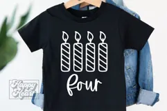 Four Candle SVG - 4th Birthday Girl - Four Birthday Boy PNG Product Image 1