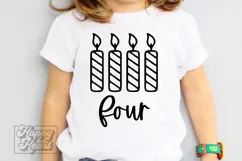 Four Candle SVG - 4th Birthday Girl - Four Birthday Boy PNG Product Image 3