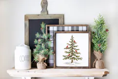 Snowy Pine Tree Cardinal PNG, Christmas PNG Product Image 4