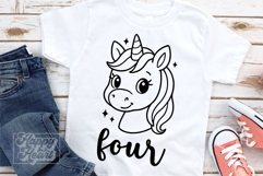 Four Birthday Unicorn SVG - 4th Birthday Unicorn Shirt PNG Product Image 1