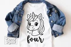 Four Birthday Unicorn SVG - 4th Birthday Unicorn Shirt PNG Product Image 2