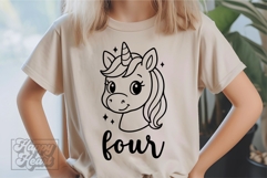 Four Birthday Unicorn SVG - 4th Birthday Unicorn Shirt PNG Product Image 3