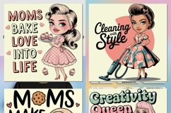 20x Chibi Mom PNG Bundle Adorable Mom Quotes, Mother&#039;s Day Product Image 7