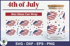 Patriotic Libbey glass wrap with American flag lips being shown on a 16oz glass can