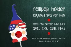 Fourth Of July Gnome Lollipop Holder template SVG Product Image 1