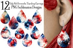 July 4th Earrings, Watercolor Fireworks Teardrop Earrings Product Image 1