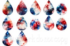 July 4th Earrings, Watercolor Fireworks Teardrop Earrings Product Image 2