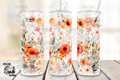Pastel Watercolor Wildflower Tumbler Sublimation Print Wrap Product Image 2