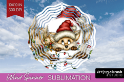 Fox Tangled In Christmas Lights Wind Spinner Sublimation PNG Product Image 1