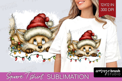 Fox Tangled In Christmas Lights Square Tshirt Background Product Image 1