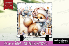 Fox Pastel Christmas Slate PNG Coquette Xmas Square Slate Product Image 1