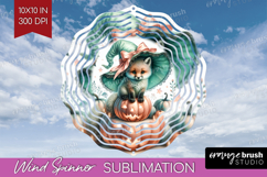 Fox Halloween Wind Spinner Sublimation PNG Coquette Round Product Image 1