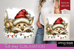 Fox Tangled In Christmas Lights Tote Bag Funny Xmas Tote Bag Product Image 1