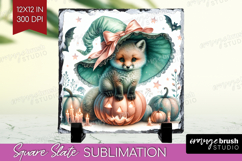 Fox Halloween Slate PNG Coquette Square Slate Sublimation Product Image 1