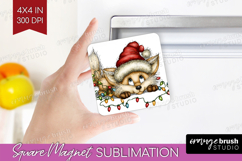 Fox Tangled In Christmas Lights Magnet Sublimation Funny Product Image 1