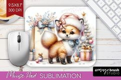 Fox Pastel Christmas Mouse Pad Sublimation Coquette Xmas PNG Product Image 1