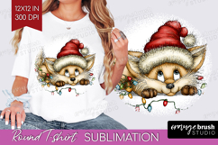 Fox Tangled In Christmas Lights Round Tshirt Background Product Image 1