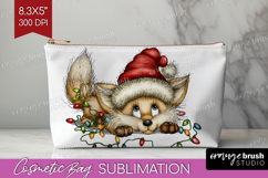 Fox Tangled In Christmas Lights Cosmetic Bag Funny Xmas Product Image 1