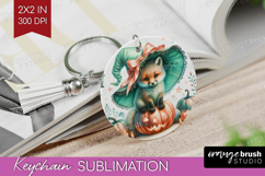 Fox Halloween Keychain PNG Coquette Keychain Sublimation Product Image 1