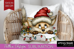 Fox Tangled In Christmas Lights Pillow Sublimation Funny Product Image 1