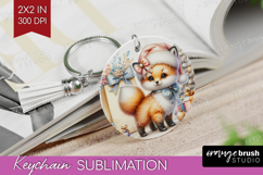Fox Pastel Christmas Keychain PNG Coquette Xmas Keychain Product Image 1