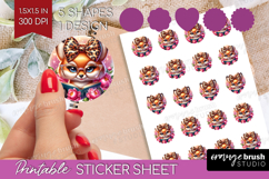 Fox Reading Round Sticker Book Lover Printable Sticker Sheet Product Image 1