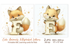 Cute Fox, Baby Animal Alphabet Letters, ABC Printable cards Product Image 1