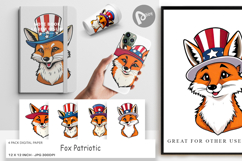 Digital Paper Fox Patriotic Product Image 1
