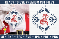 Scandinavian Arabesque Fox Ornament | Christmas SVG Product Image 1