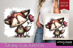 Fox Valentine Tote Bag Whimsical Animal Tote Bag PNG Product Image 1