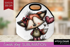 Fox Valentine Lunch Bag Whimsical Animal Lunch Bug PNG Product Image 1