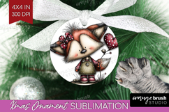 Fox Valentine Ornament PNG Whimsical Animal PNG Sublimation Product Image 1