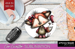Fox Valentine Car Coaster Whimsical Animal Coaster PNG Product Image 1