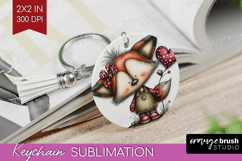 Fox Valentine Keychain PNG Whimsical Animal Keychain Product Image 1
