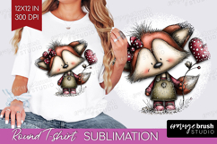 Fox Valentine Round Tshirt Background Whimsical Animal PNG Product Image 1