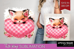 Fox Valentine Tote Bag Cute Valentines Day Tote Bag PNG Product Image 1