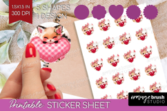 Fox Valentine Round Sticker Cute Valentines Day Printable Product Image 1