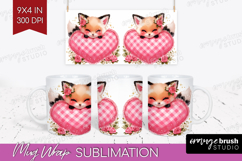 Fox Valentine Mug Wrap Cute Valentines Day Mug PNG Product Image 1