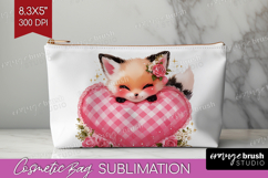Fox Valentine Cosmetic Bag Cute Valentines Day Makeup Bag Product Image 1