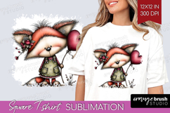 Fox Valentine Square Tshirt Background Whimsical Animal PNG Product Image 1