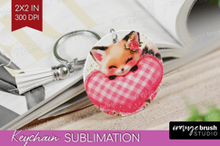 Fox Valentine Keychain PNG Cute Valentines Day Keychain Product Image 1