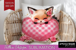 Fox Valentine Pillow Sublimation Cute Valentines Day Pillow Product Image 1