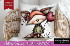 Fox Valentine Pillow Sublimation Whimsical Animal Pillow Product Image 1