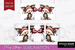 Fox Valentine Mug Wrap Whimsical Animal Mug PNG Sublimation Product Image 1