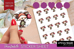 Fox Valentine Round Sticker Whimsical Animal Printable Product Image 1