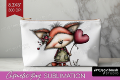 Fox Valentine Cosmetic Bag Whimsical Animal Makeup Bag PNG Product Image 1