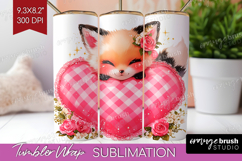 Fox Valentine Tumbler Wrap Cute Valentines Day Tumbler PNG Product Image 1