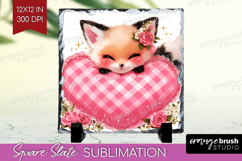 Fox Valentine Slate PNG Cute Valentines Day Square Slate Product Image 1