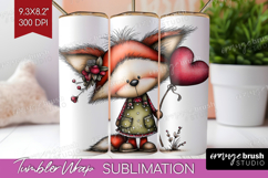 Fox Valentine Tumbler Wrap Whimsical Animal Tumbler PNG Product Image 1